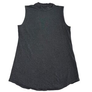 Eileen Fisher Sleeveless Mock Neck Tunic Top Medium Gray Tencel Lyocell Blend